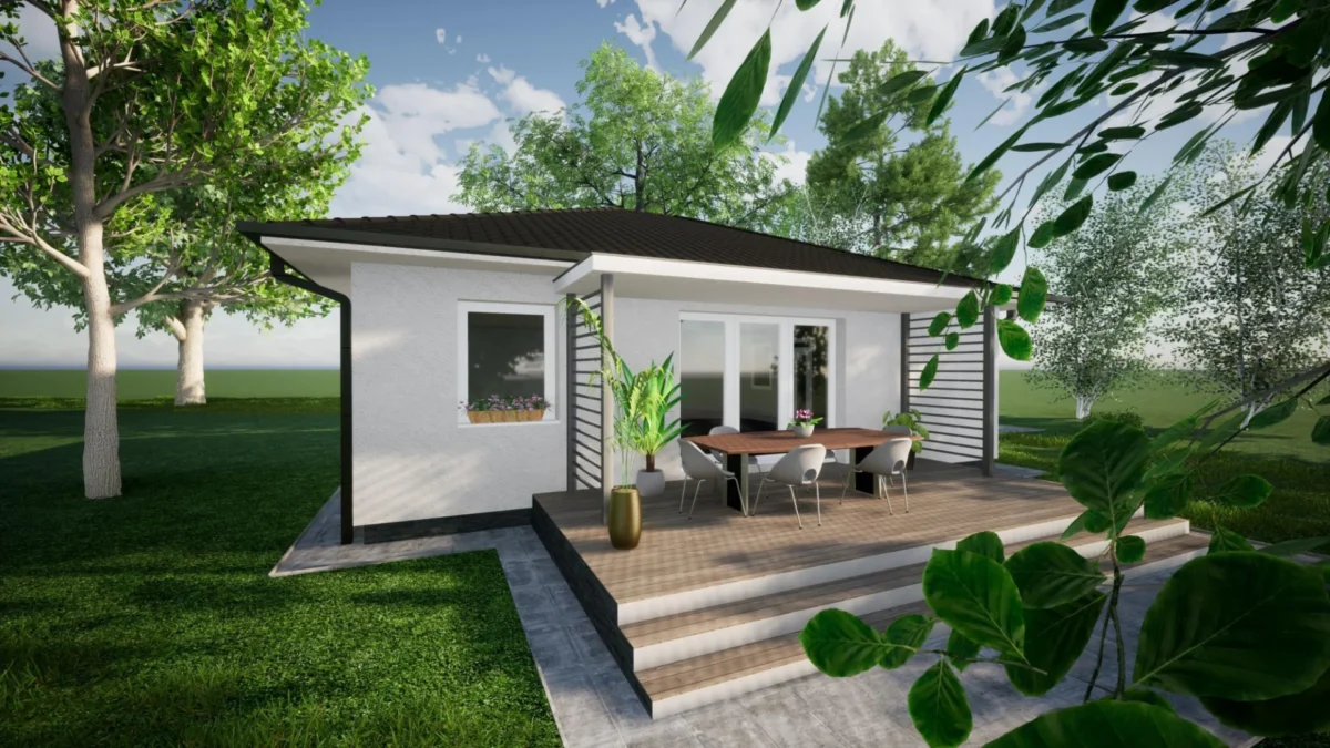 Új építésű családi házterv - Nappali + 3 szoba - GSZ001