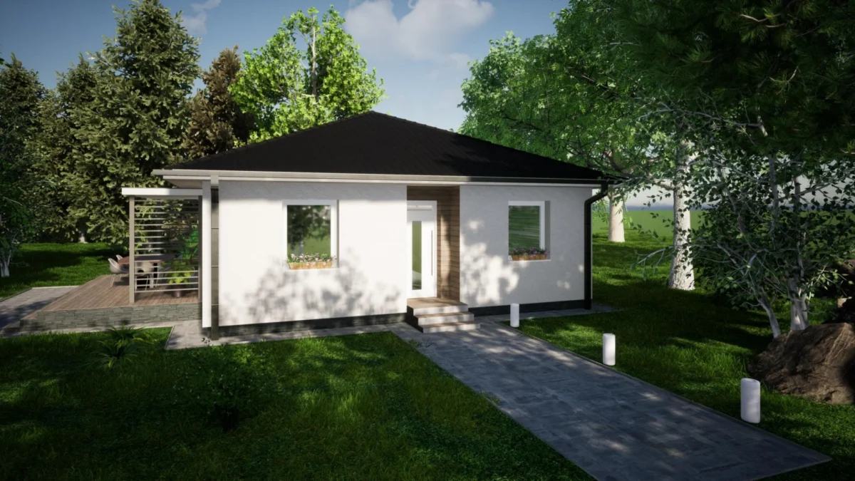 Új építésű családi házterv - Nappali + 3 szoba - GSZ001 - Image 2