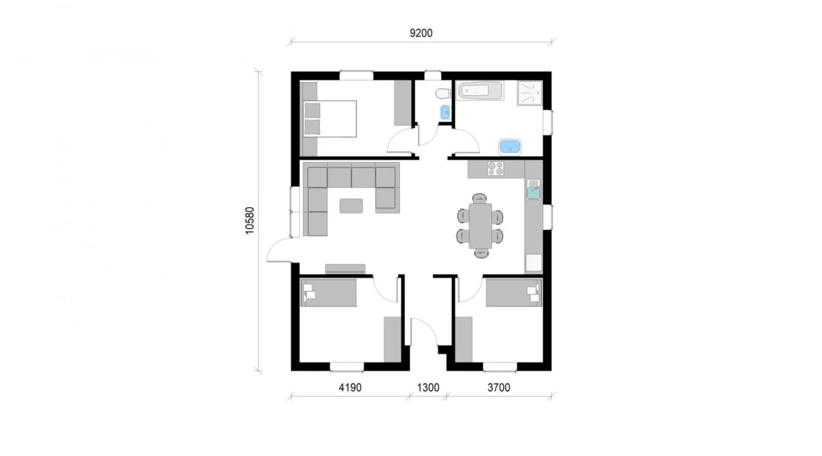 Új építésű családi házterv - Nappali + 3 szoba - GSZ001 - Image 4